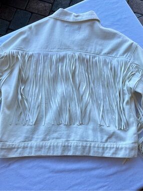 Western Fringe White Denim Jacket — Tailored Jean Jacket